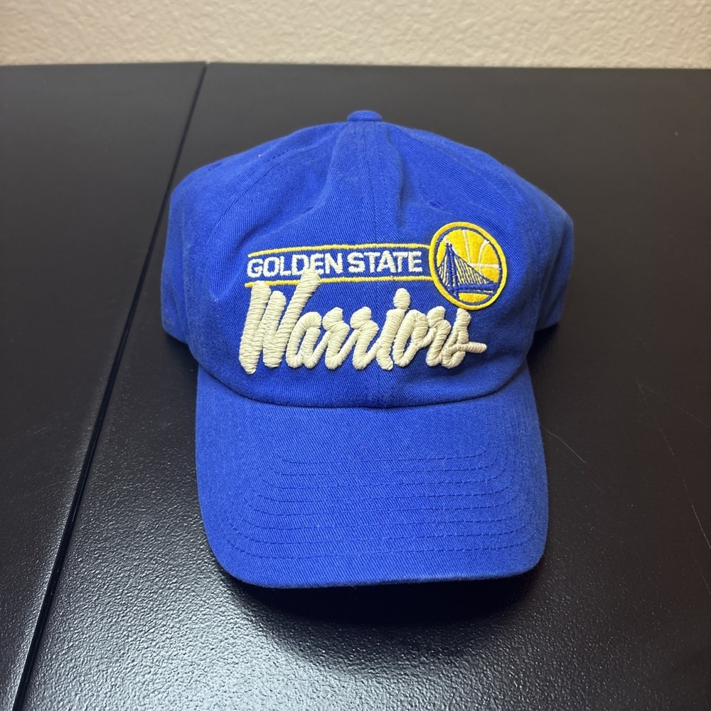 Mitchell & Ness Golden State Warriors White Script Blue Snapback Hat